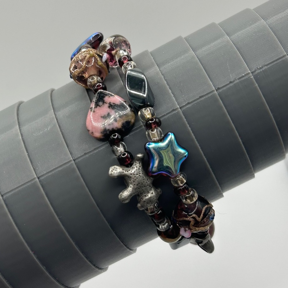 Glistening Double Stranded Multi-Stone Beaded Bracelet